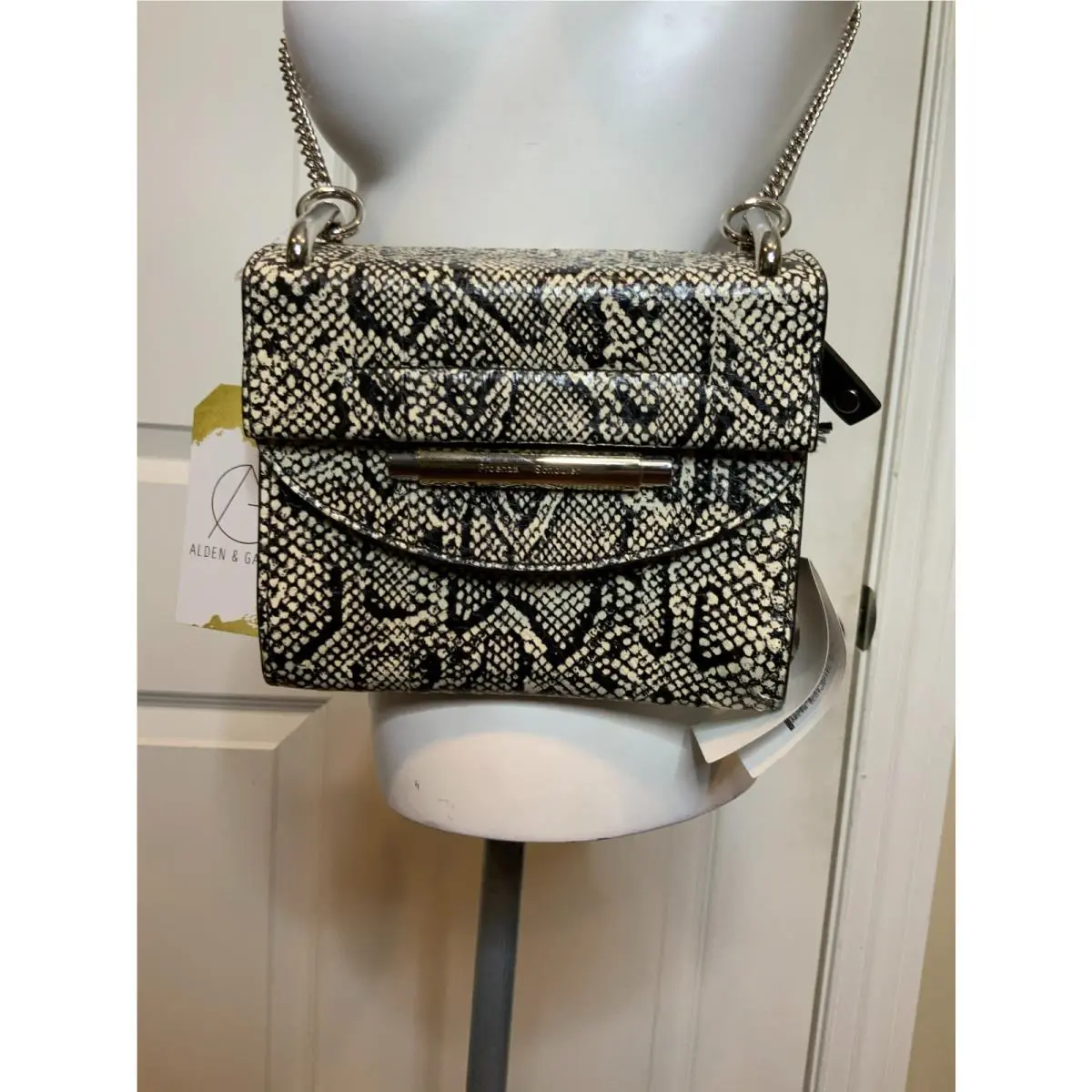 Proenza Schouler Black White Snakeskin Leather Delta Crossbody Bag by Kate Spade