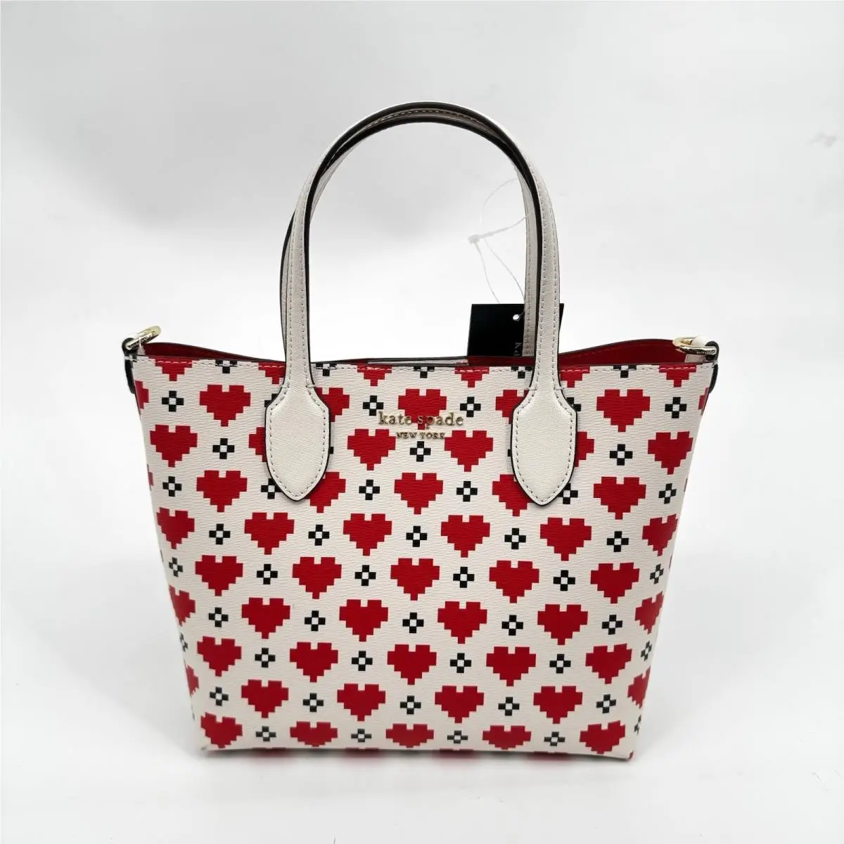 Bleecker Cream Manhattan Pixel Hearts Medium Crossbody + Bag by Kate Spade