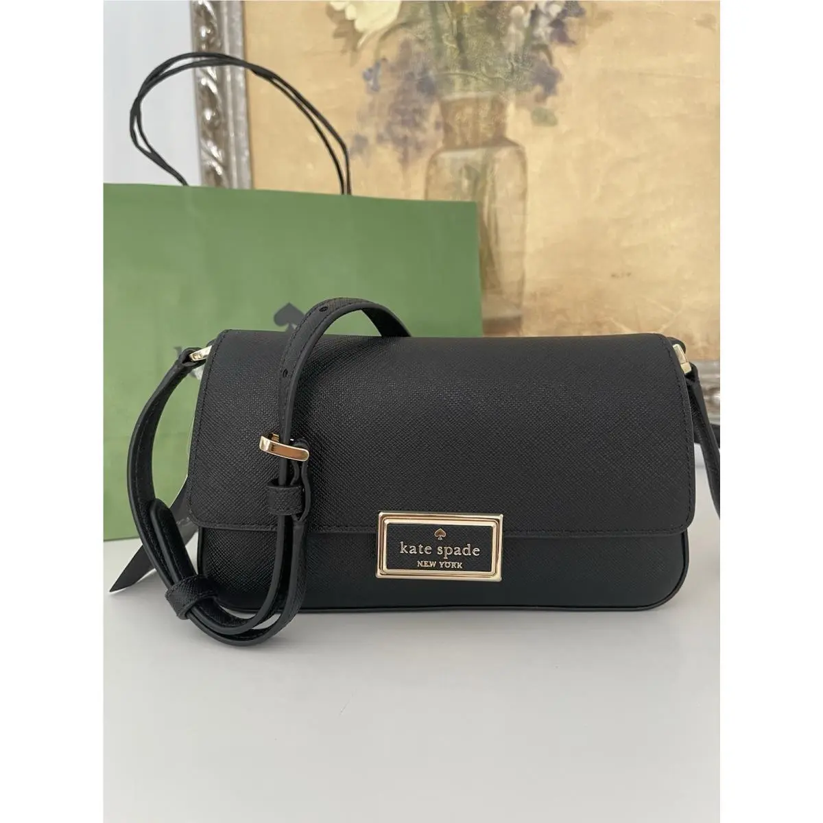 Leather Mini Flap Crossbody In Black KM532 by Kate Spade