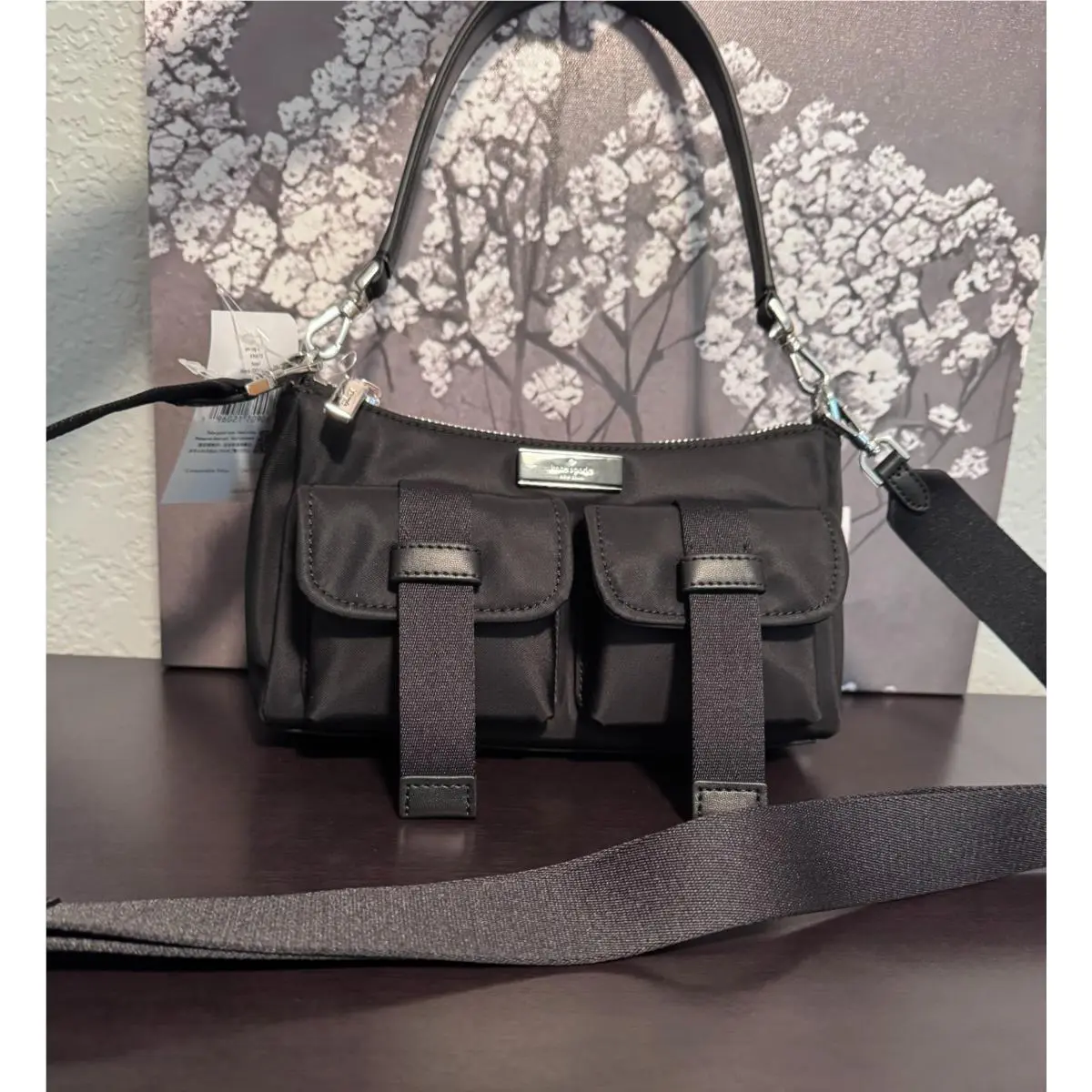 Carter Cargo Nylon Messenger Crossbody Many Pockets in Black by Kate Spade