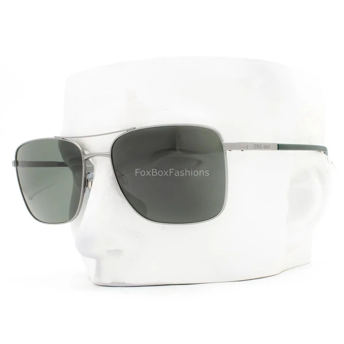 Giorgio Armani Sunglasses Gunmetal Dark Silver Green Lens AR 6065 3010/71 W/case
