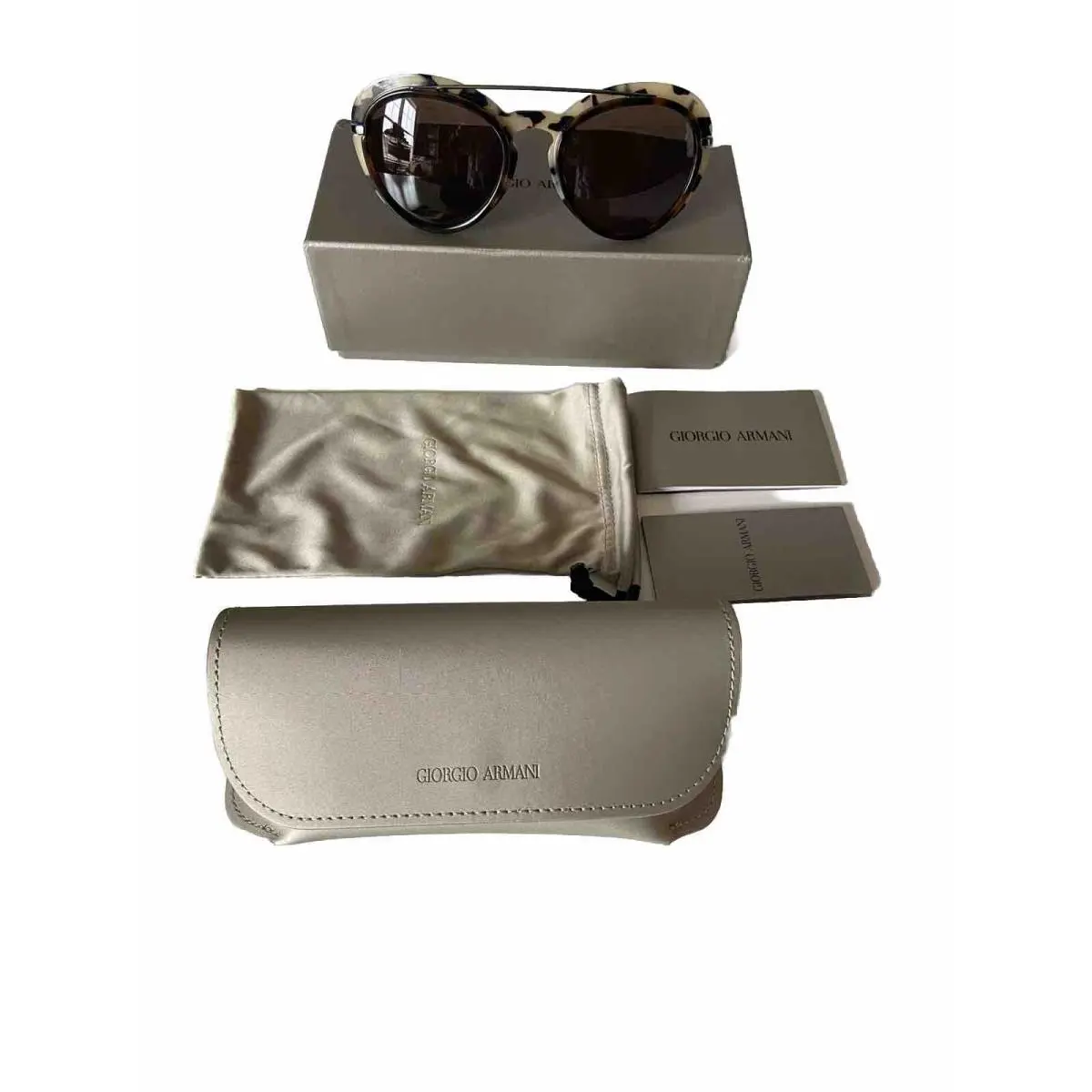 Giorgio Armani Sunglasses AR6055F 301073 Havana Gunmetal Tortoise Brown Lens