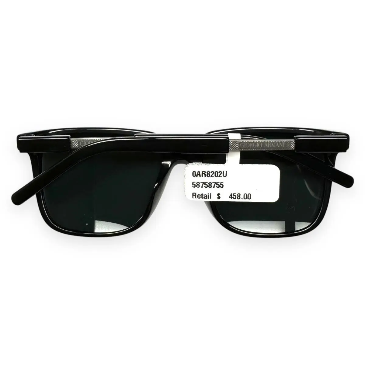 Giorgio Armani AR 8202U 5875/87 Sunglasses Polished Black Silver Gray W/case