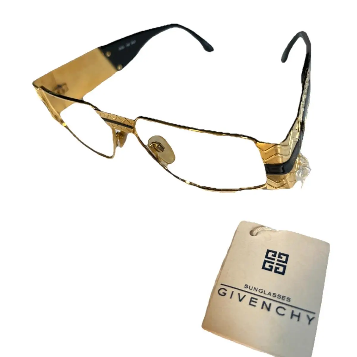 Givenchy 153 Vtg Sunglasses Frames Gold Blk Italy 1980 Cris Brown Vidio Rare