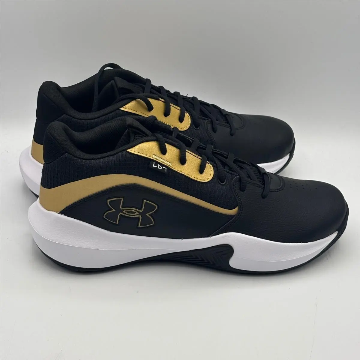 Under Armour UA Lockdown 7 Shoes Men Size 13 Black Gold Basketball 3028512-001