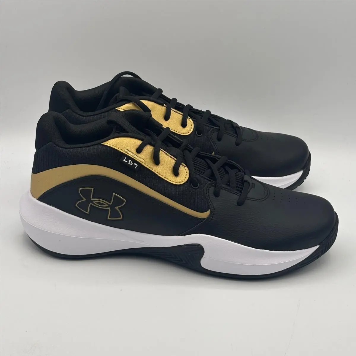 Under Armour Lockdown 7 Shoes Men Size 13 Black Gold Basketball 3028512-001