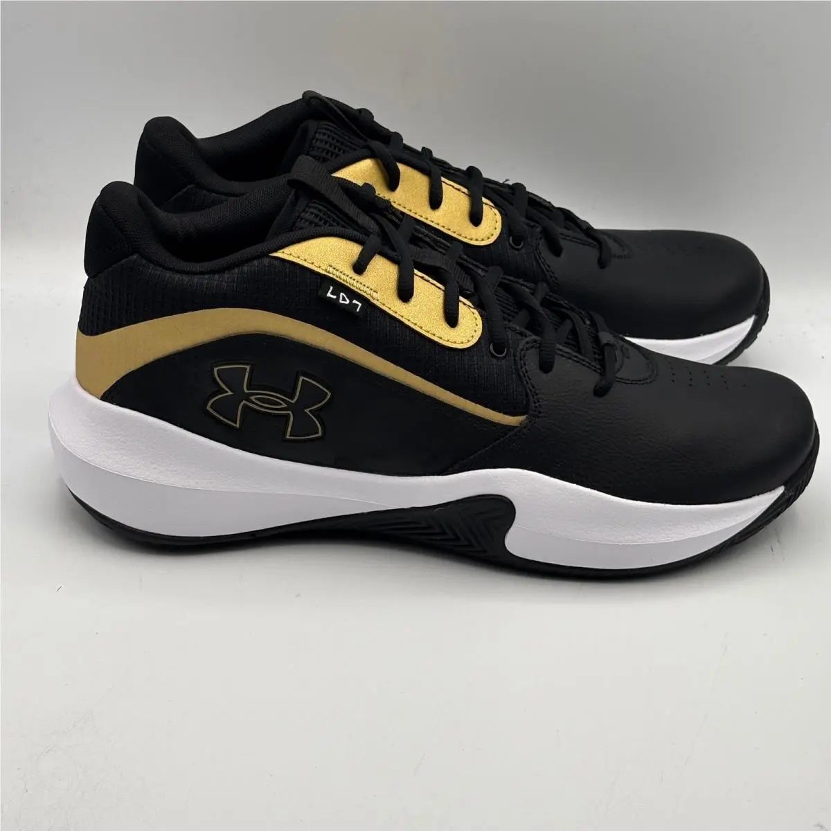 Under Armour UA Lockdown 7 Shoes Mens Size 13 Black Gold Basketball 3028512-001