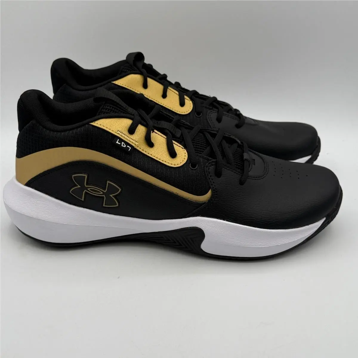 Under Armour Lockdown 7 Shoes Men Size 15 Black Gold Basketball 3028512-001