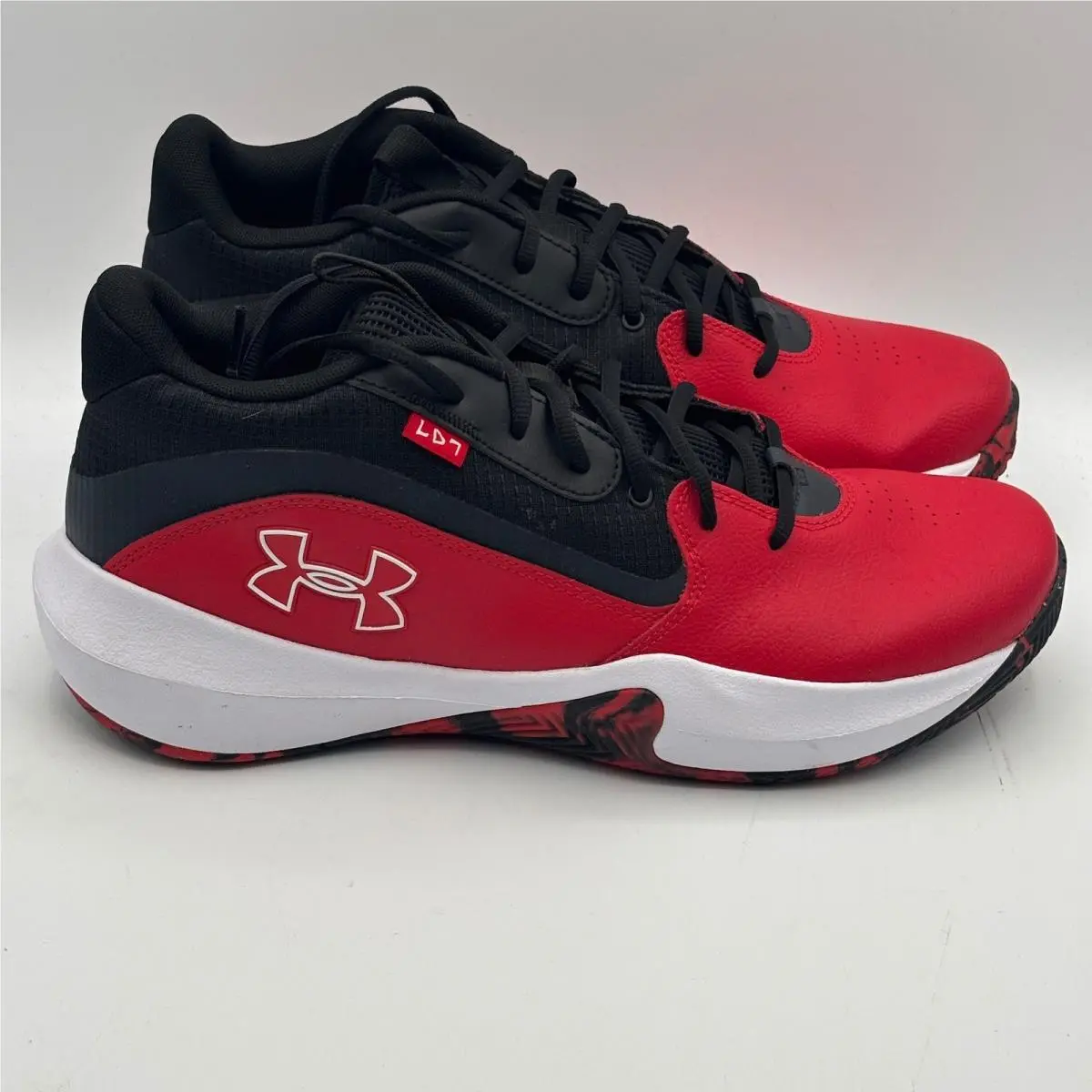 Under Armour Lockdown 7 Shoes Mens Size 13 Red Black Basketball 3028512-600