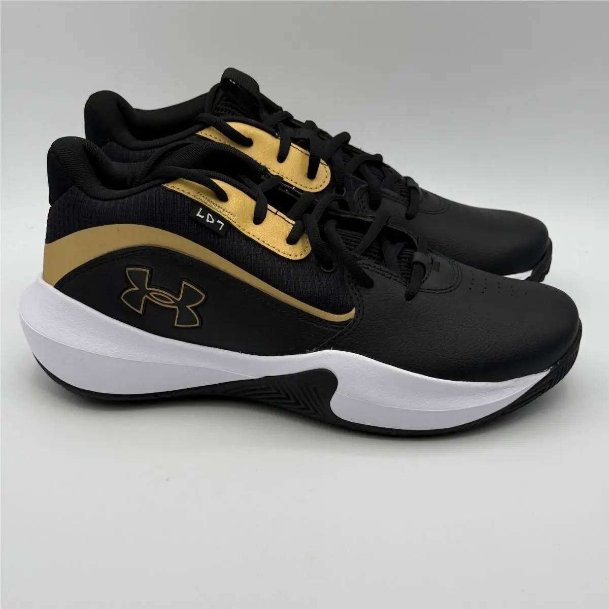 Under Armour Lockdown 7 Shoes Mens Size 10 Black Gold Basketball 3028512-001