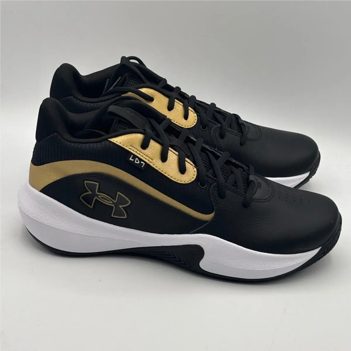 Under Armour UA Lockdown 7 Shoes Men Size 11.5 Black Gold Basketball 3028512-001