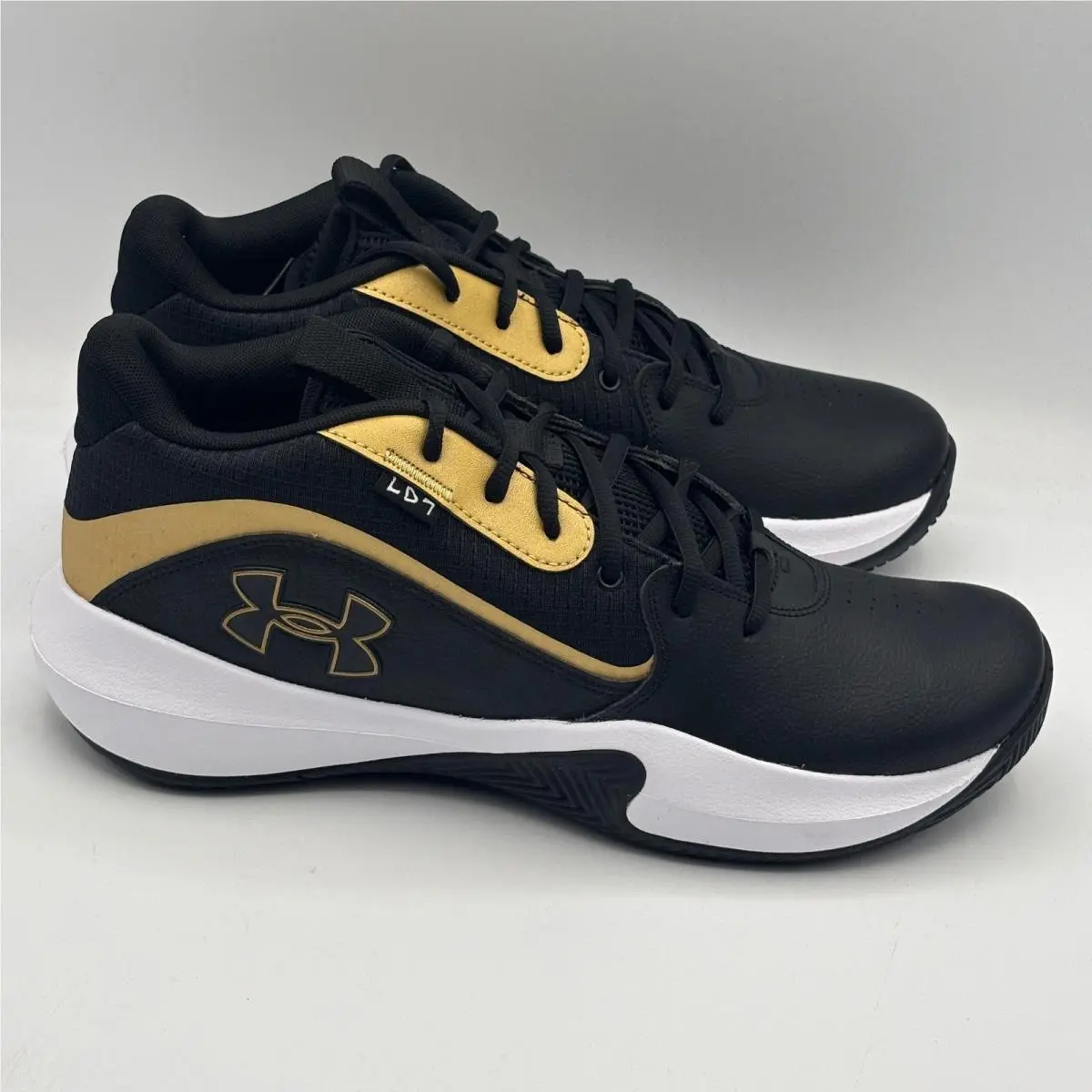Under Armour UA Lockdown 7 Shoes Men Size 11.5 Black Gold Basketball 3028512-001