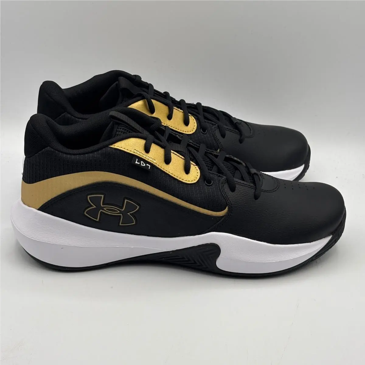 Under Armour Lockdown 7 Shoes Men Size 13 Black Gold Basketball 3028512-001