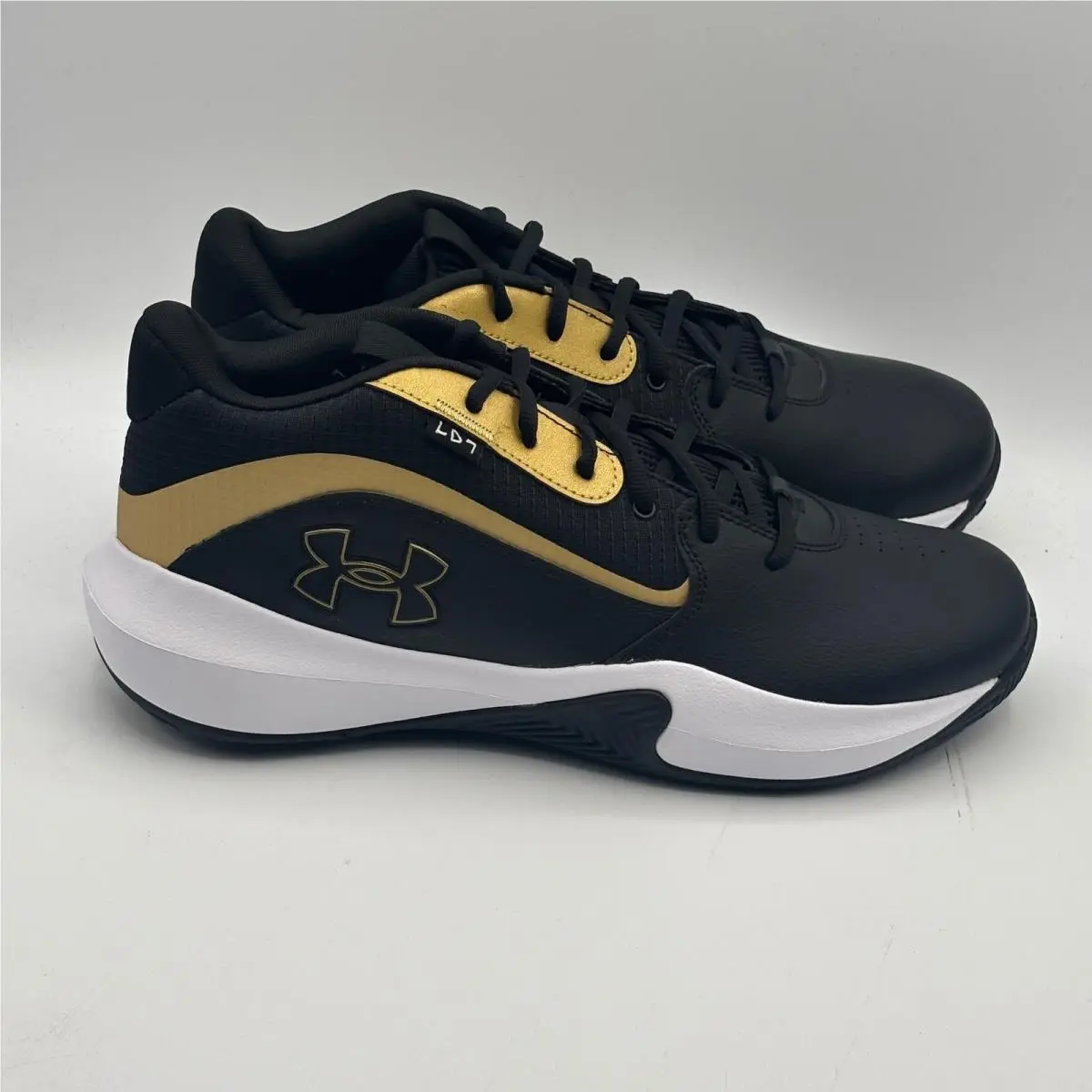 Under Armour Lockdown 7 Shoes Mens Size 13 Black Gold Basketball 3028512-001