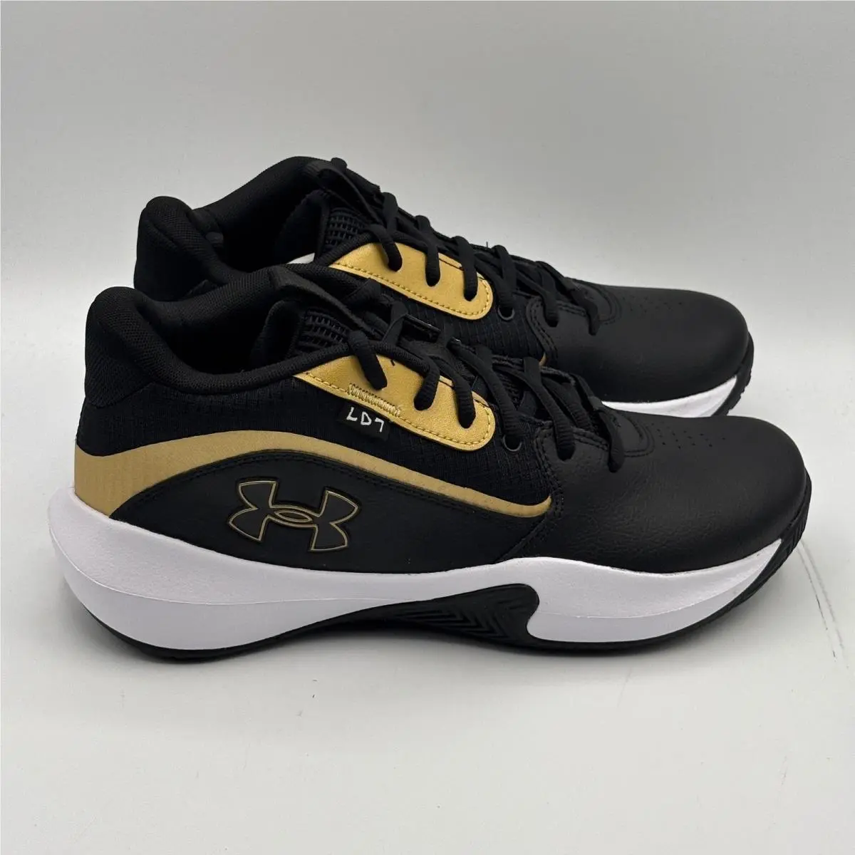 Under Armour Lockdown 7 Shoes Mens Size 9.5 Black Gold Basketball 3028512-001