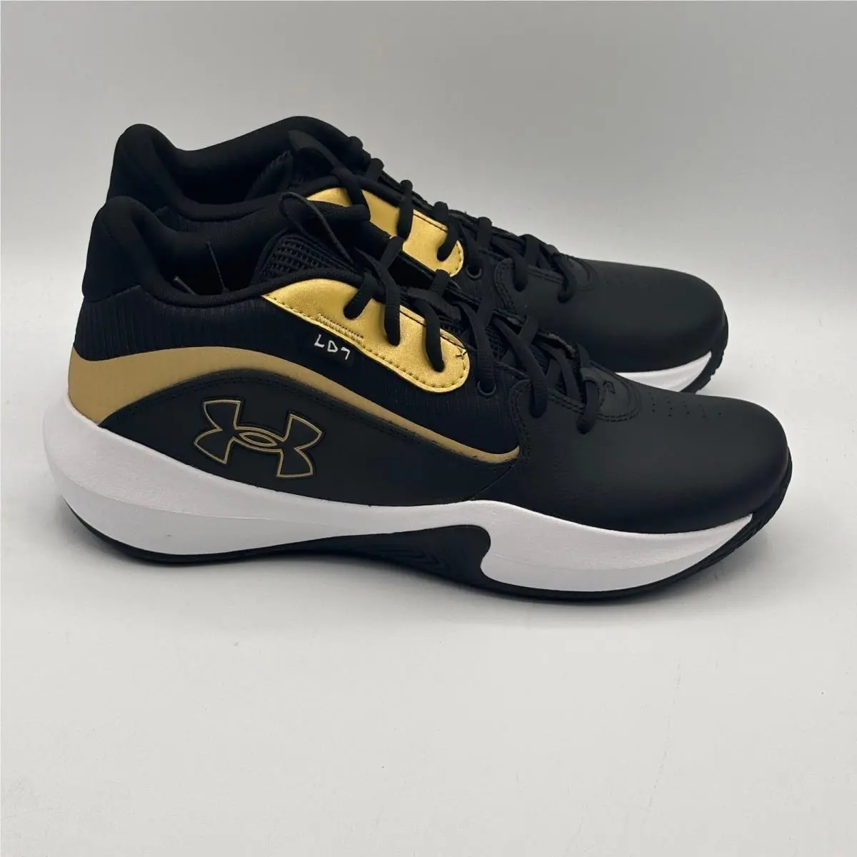 Under Armour UA Lockdown 7 Shoes Men Size 11 Black Gold Basketball 3028512-001