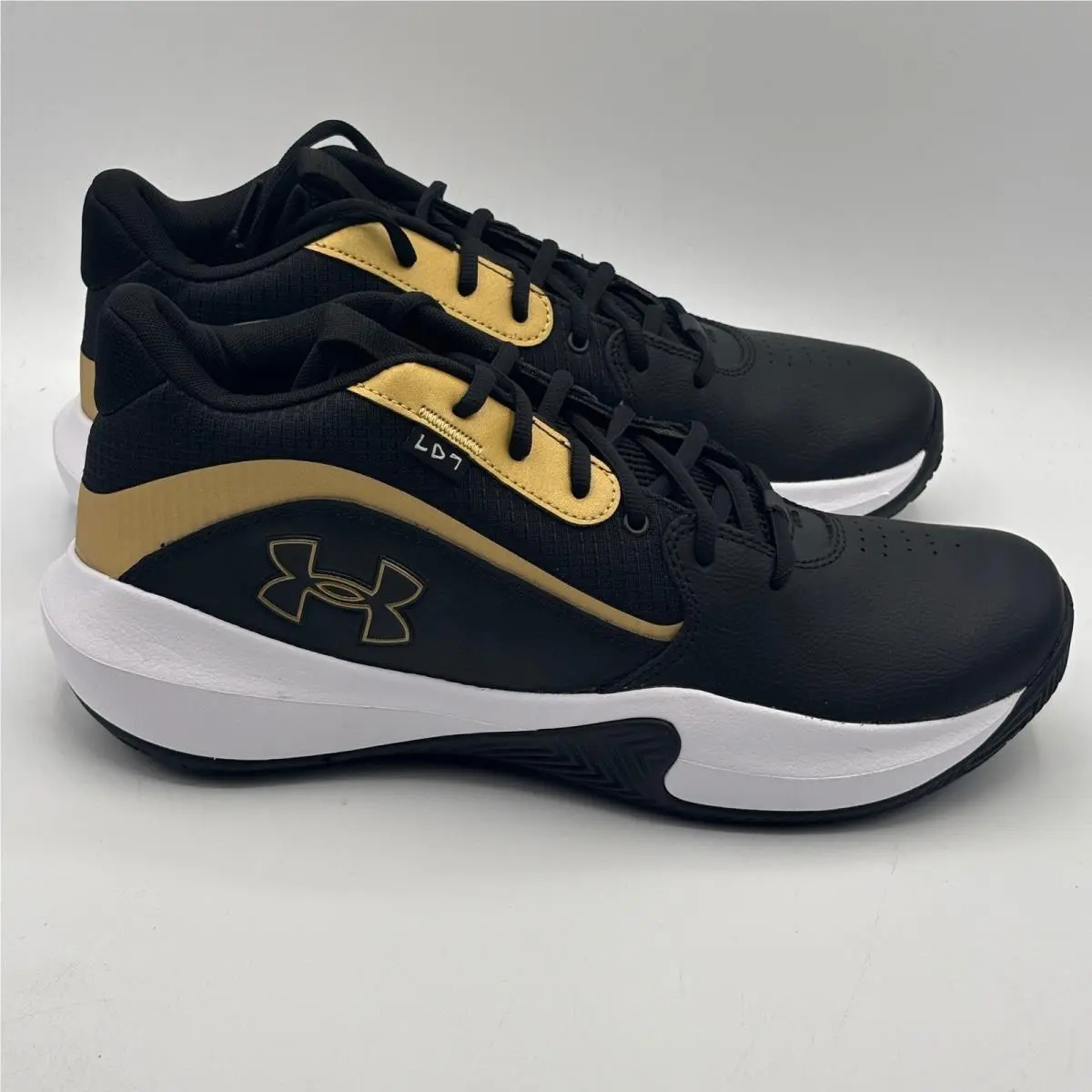 Under Armour Lockdown 7 Shoes Mens Size 13 Black Gold Basketball 3028512-001
