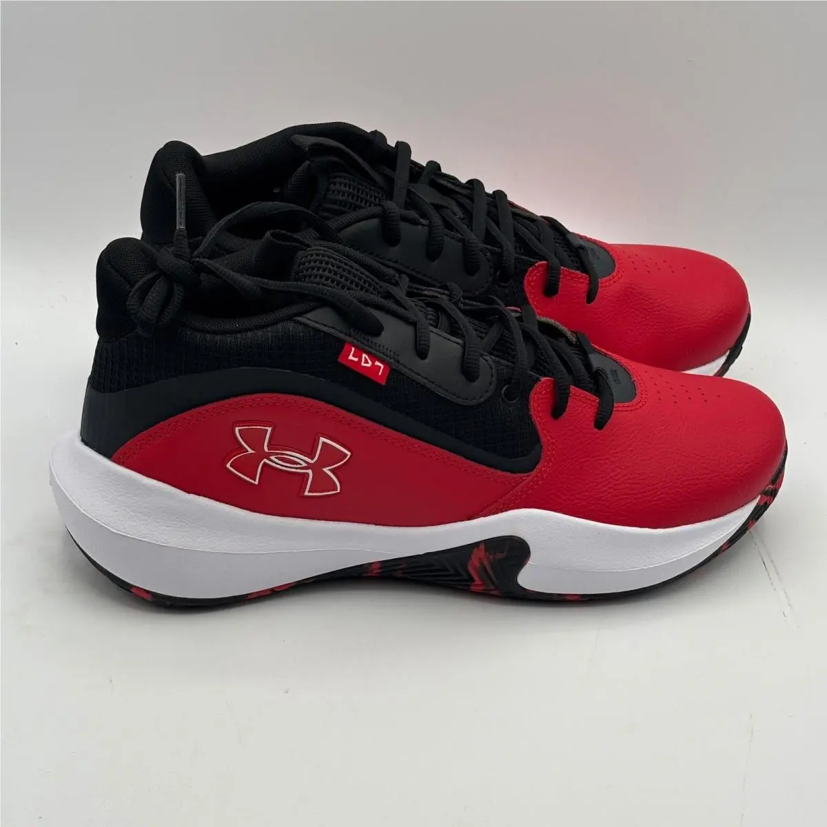 Under Armour Lockdown 7 Shoes Men Size 10.5 Red Black Basketball 3028512-600