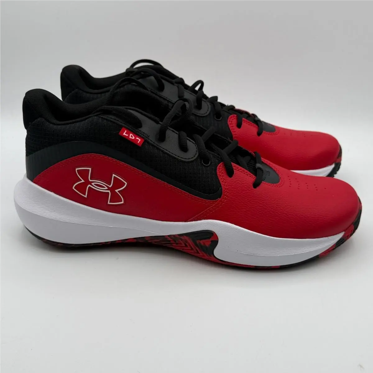 Under Armour UA Lockdown 7 Shoes Men Size 13 Red Black Basketball 3028512-600