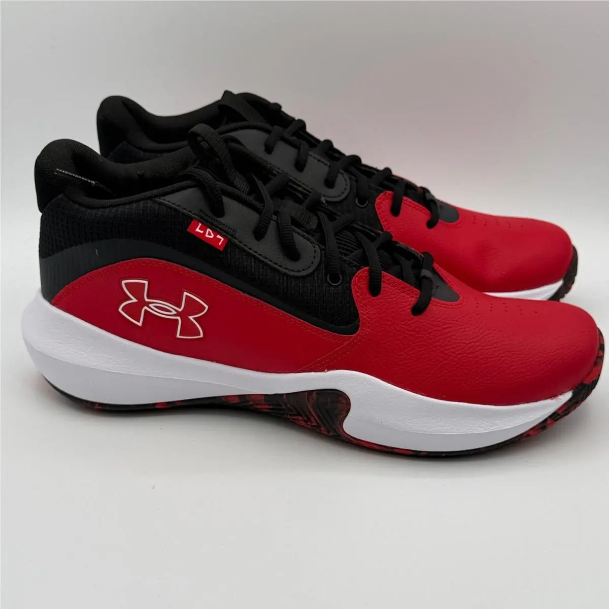 Under Armour UA Lockdown 7 Shoes Men Size 13 Red Black Basketball 3028512-600