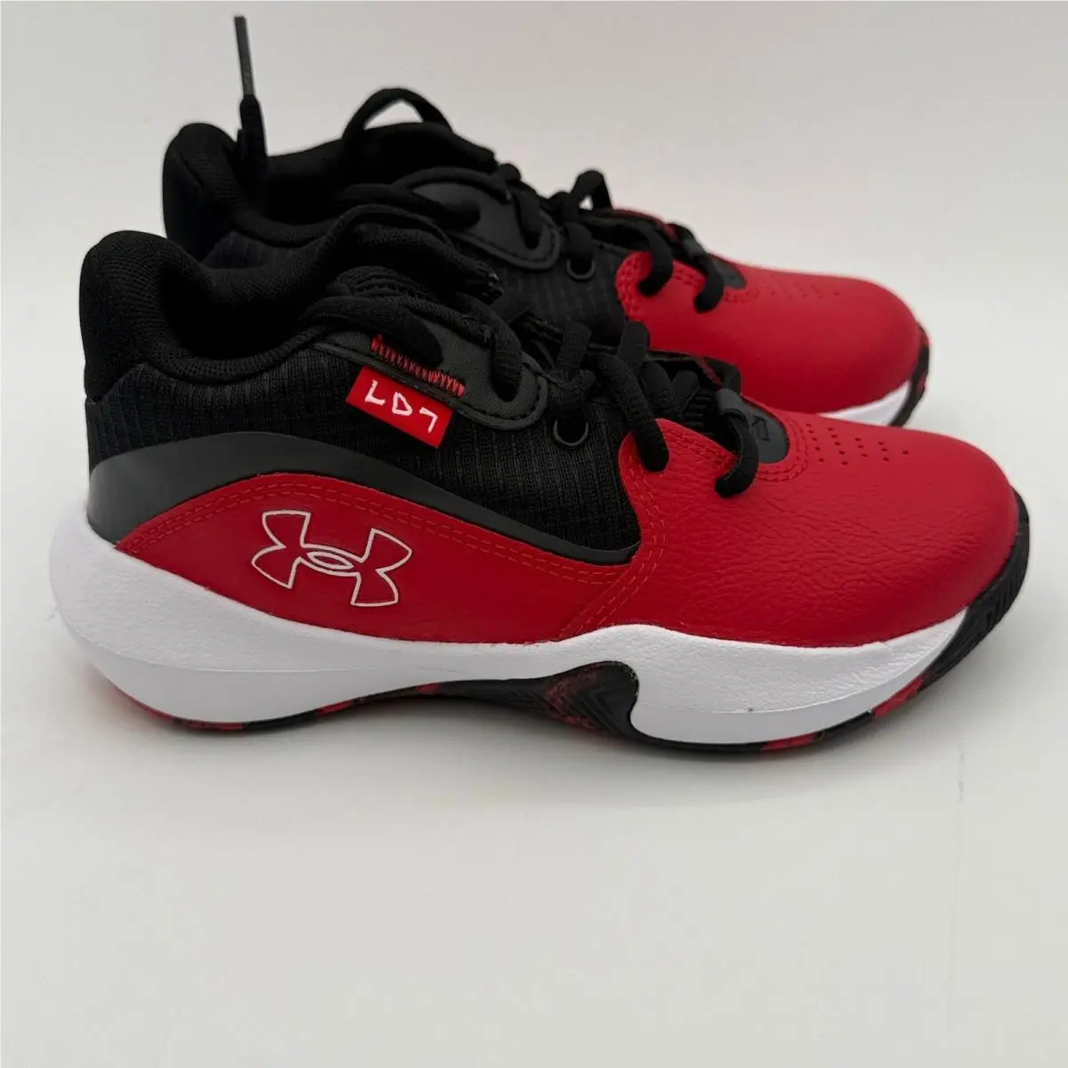 Under Armour Lockdown 7 Shoes Kids Size 13K Red Black Basketball 3028514-600