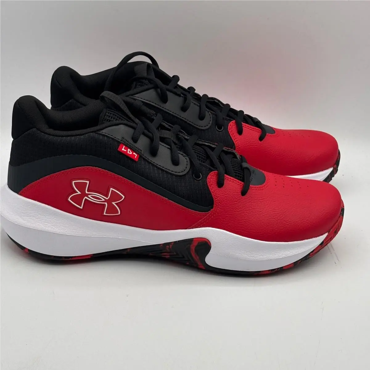 Under Armour UA Lockdown 7 Shoes Mens Size 13 Red Black Basketball 3028512-600