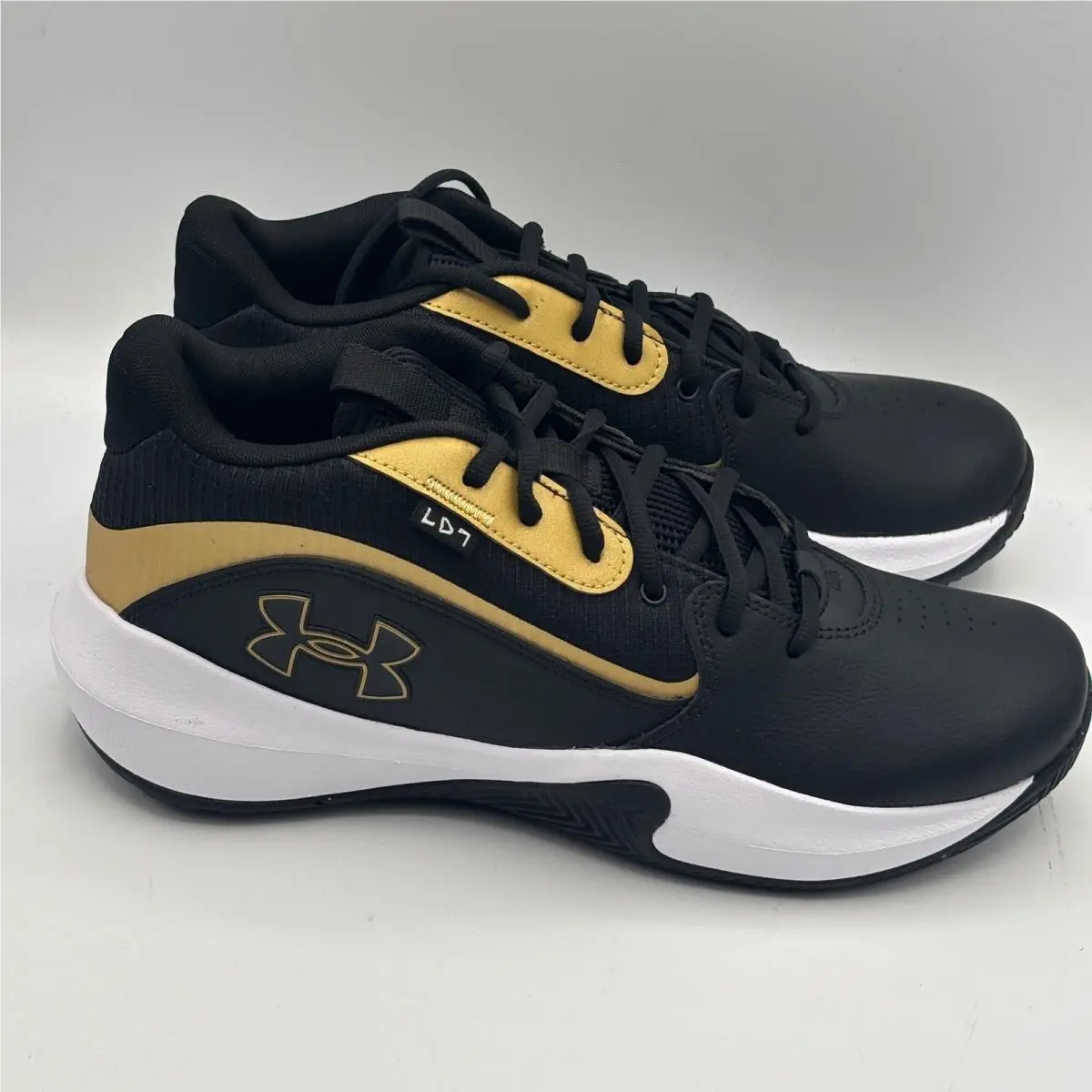 Under Armour Lockdown 7 Shoes Mens Size 11.5 Black Gold Basketball 3028512-001