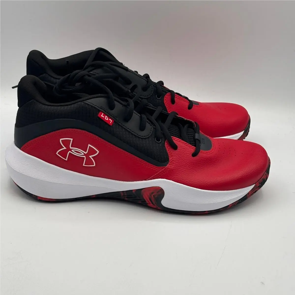 Under Armour UA Lockdown 7 Shoes Mens Size 13 Red Black Basketball 3028512-600
