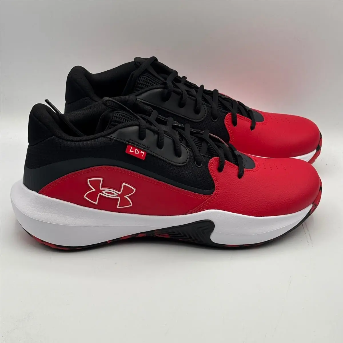 Under Armour UA Lockdown 7 Shoes Men Size 13 Red Black Basketball 3028512-600