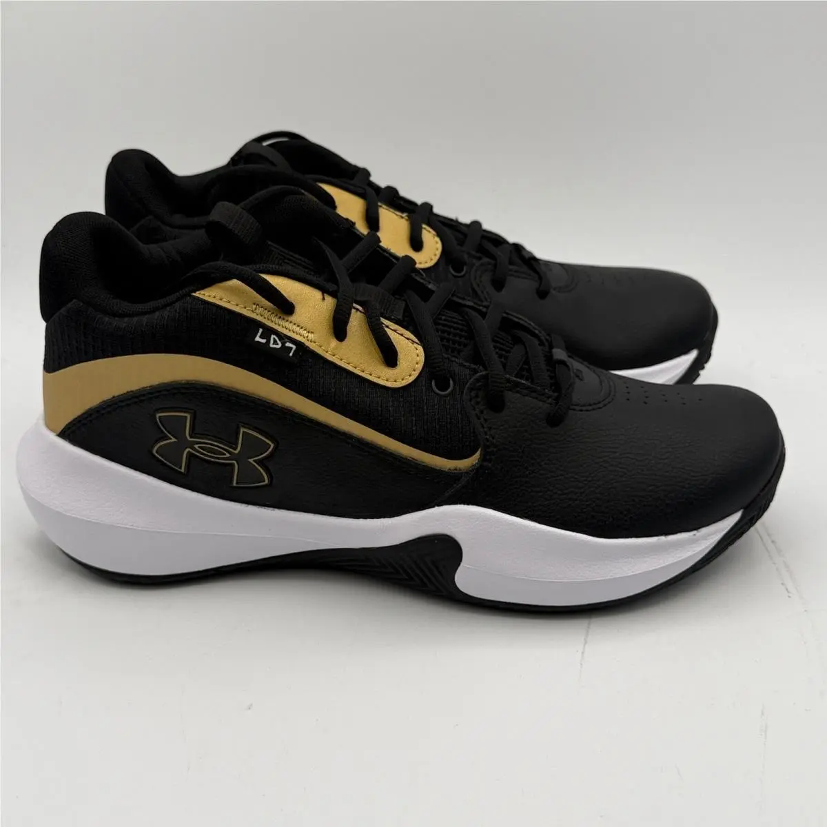 Under Armour Lockdown 7 Shoes Mens Size 10 Black Gold Basketball 3028512-001