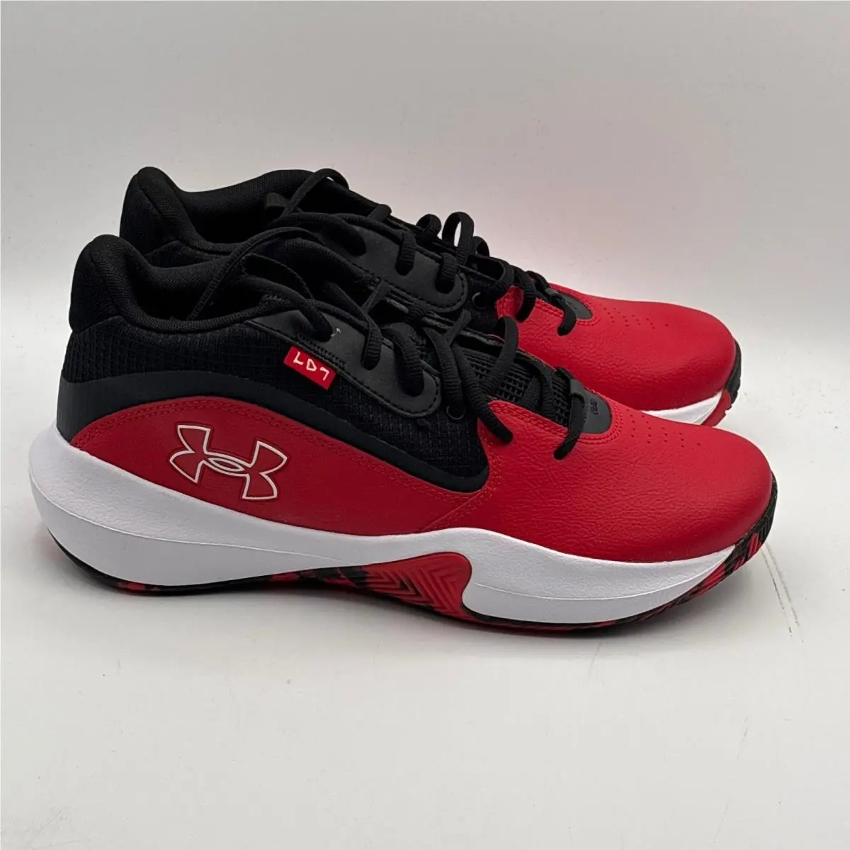 Under Armour Lockdown 7 Shoes Mens Size 10.5 Red Black Basketball 3028512-600