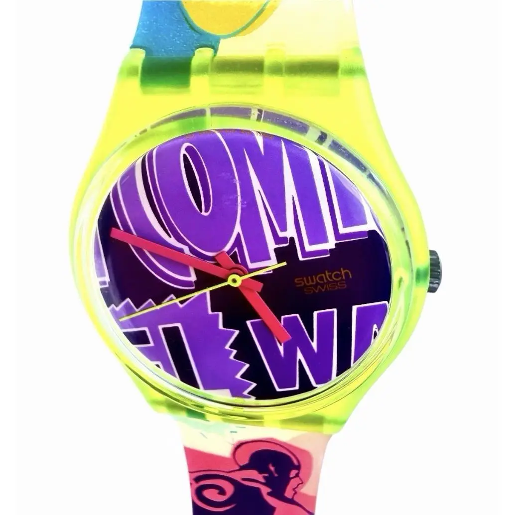 Vintage Swatch Watch Robin GJ103 1990 Standard Gents 34mm Neon Glow In The Dark