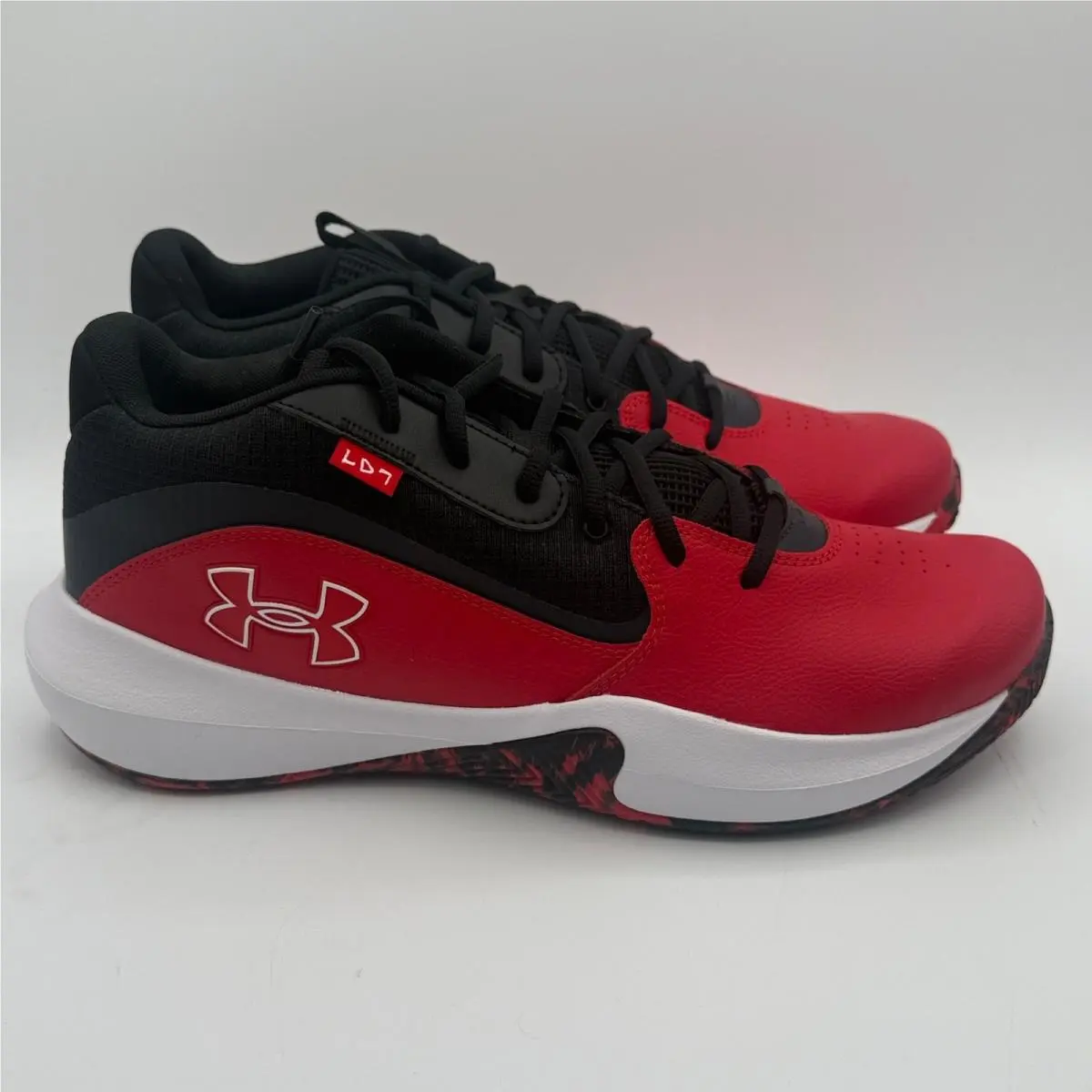Under Armour Lockdown 7 Shoes Mens Size 13 Red Black Basketball 3028512-600
