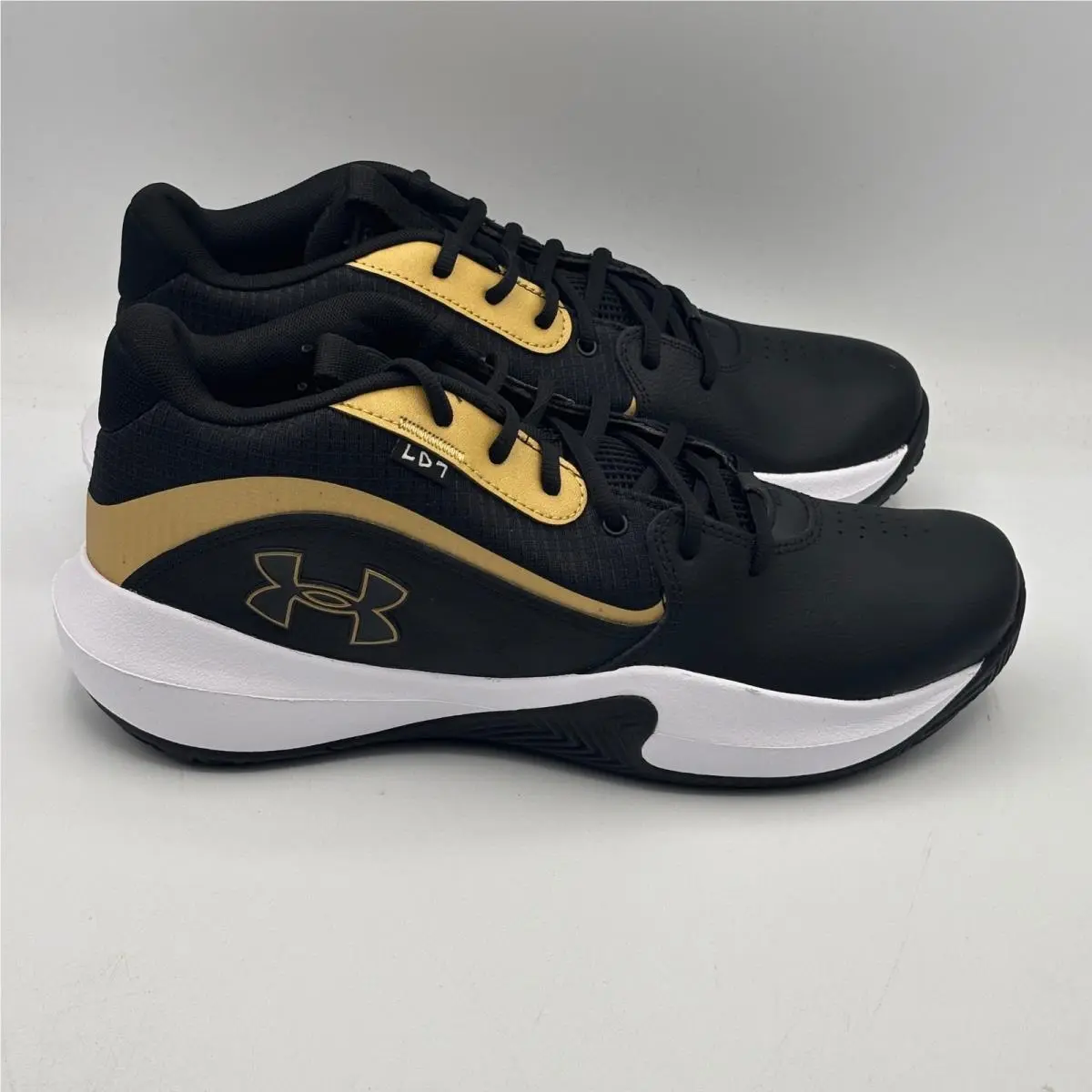 Under Armour UA Lockdown 7 Shoes Mens 11.5 Black Gold Basketball 3028512-001