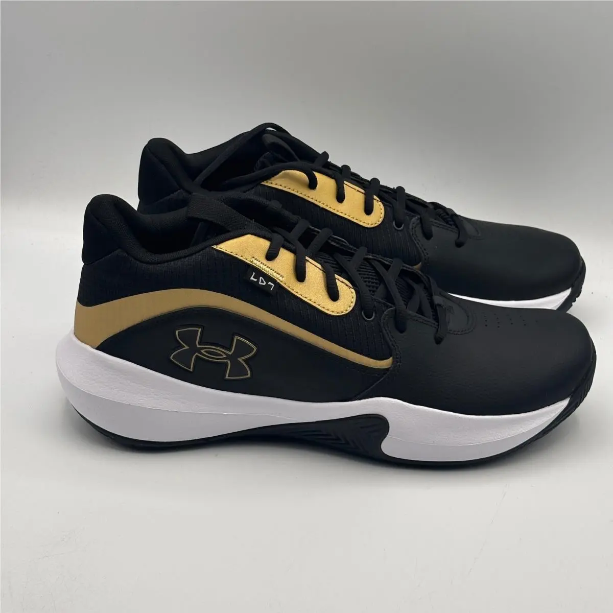 Under Armour Lockdown 7 Shoes Mens Size 13 Black Gold Basketball 3028512-001
