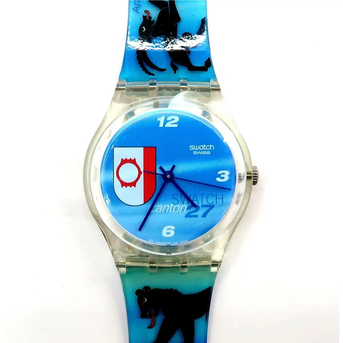 Swatch Watch Blue Cantone GZ174 w/ Case Papers 2002 Case Expo `02 Edition