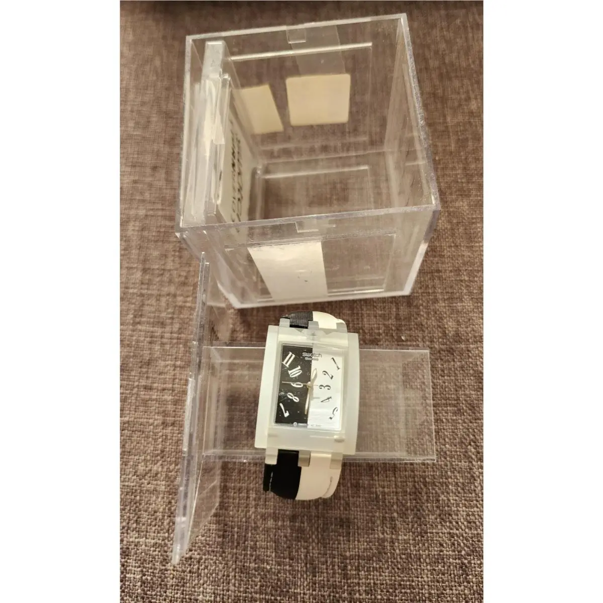 Rectangular Swatch Ubiquity Black and White Watch 2002 Rare