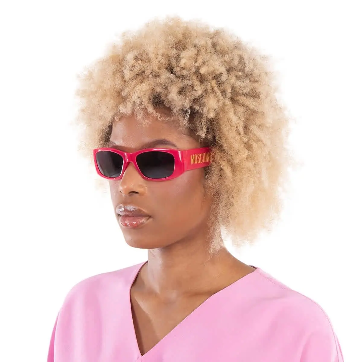 Grey Rectangular Ladies Sunglasses MOS145/S 0MU1/IR 55 MOS145/S 0MU1/IR by Moschino