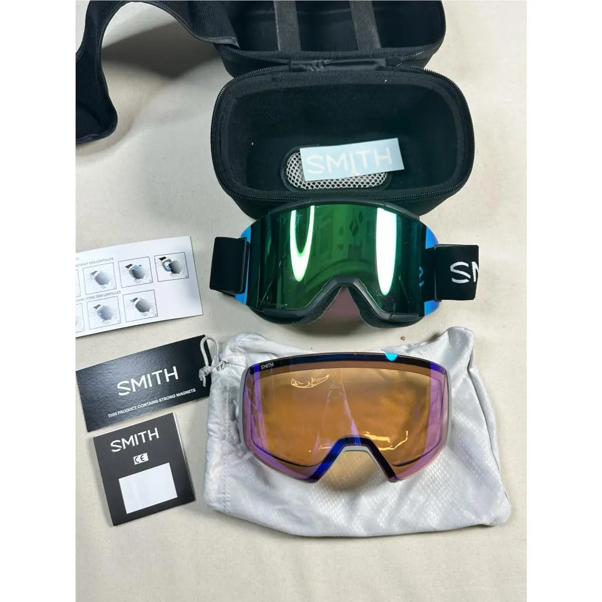Smith Squad Mag Snow Goggles with a Black Frame and a Green Mirror Lens
