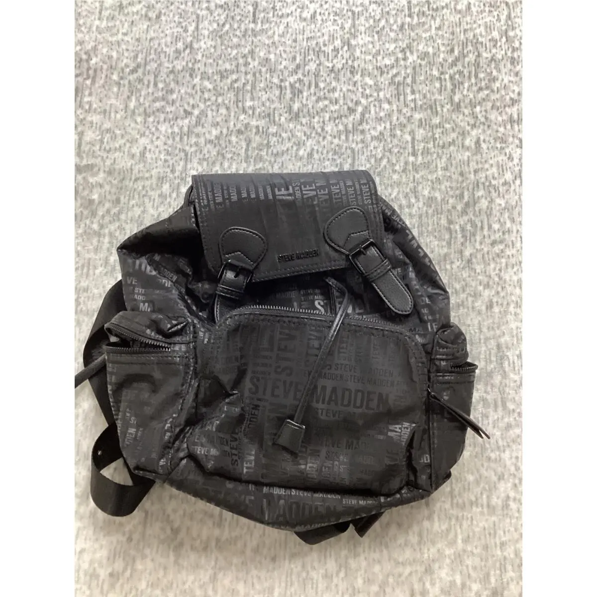 Bsolly Backpack Black Multi Logo Print Nylon Bag DO328735 by Steve Madden