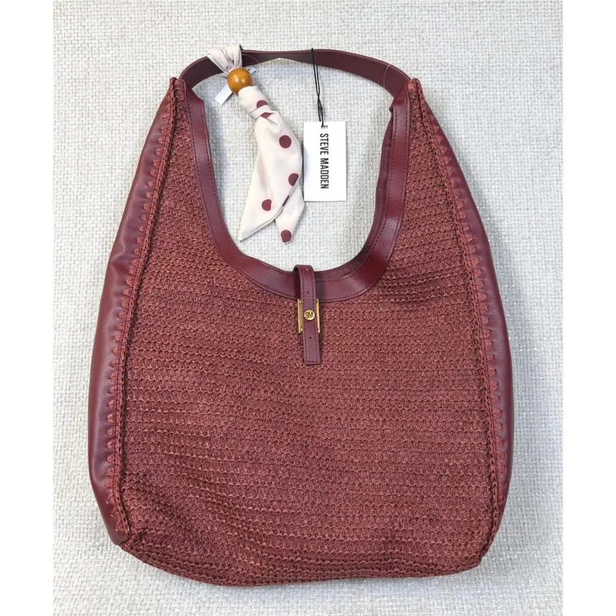 Vivv Hobo Bag Rust Woven Whipstitch Scarf Boho Shoulder Bag by Steve Madden