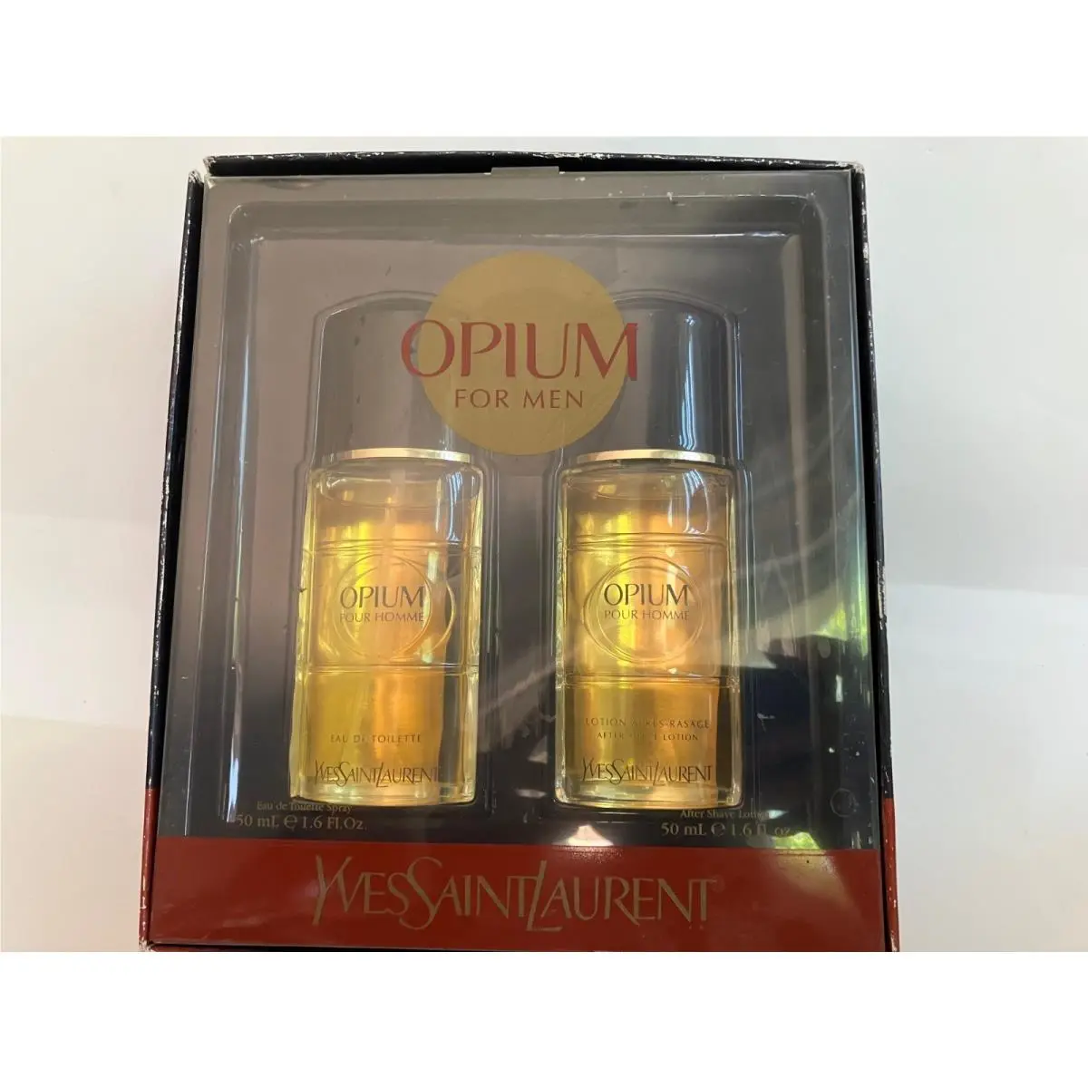 Yves Saint Laurent Ysl Opium 2Pcs 1.6 Edt Spray + A/shave Gift Set Men Vintage