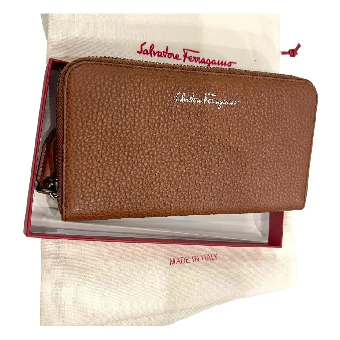 Ferragamo 66-0907/02 Men`s Brown/blue Leather Continental Travel Wallet by Salvatore Ferragamo