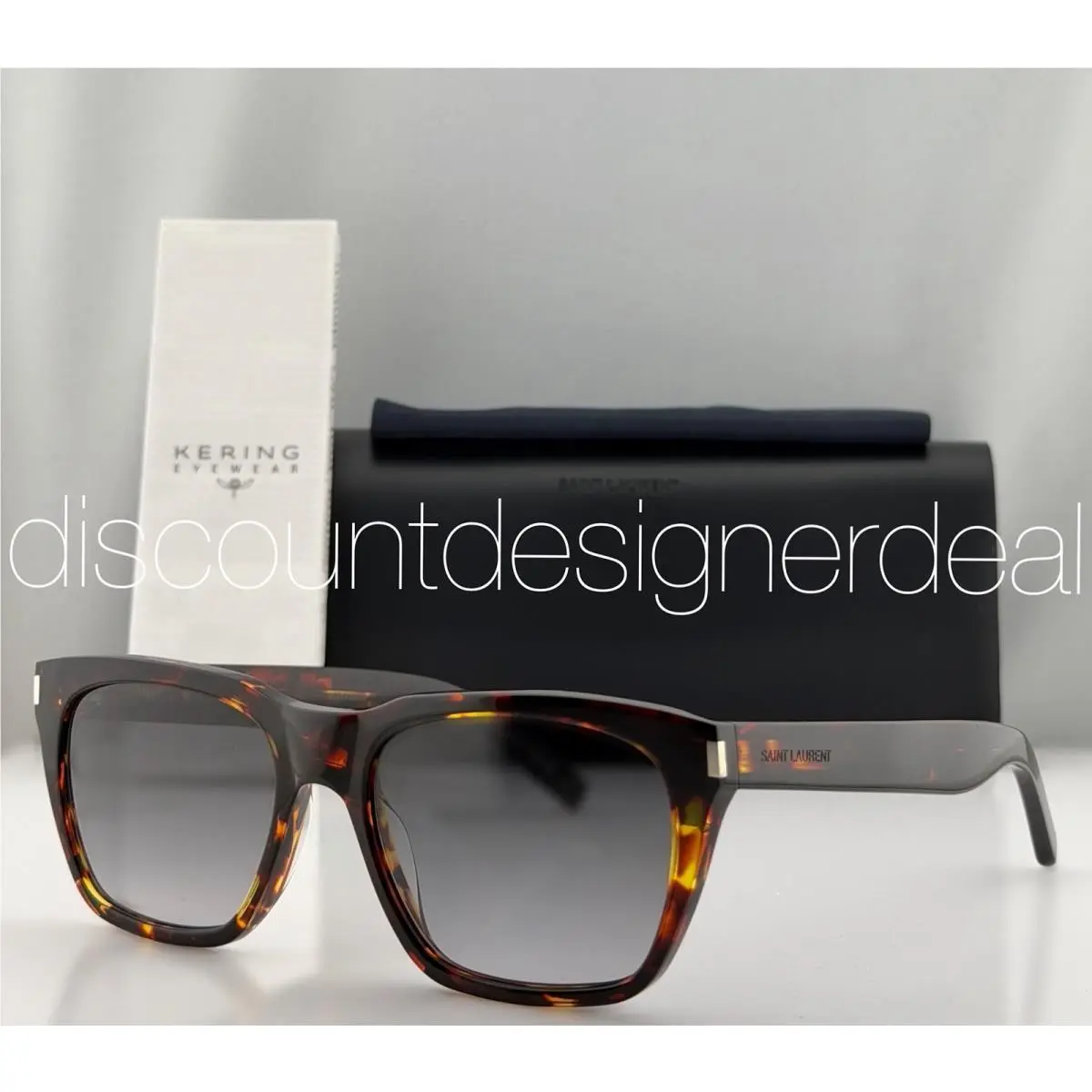 Saint Laurent SL 598 004 Tortoise Square Sunglasses Gray Gradient Lens 56mm