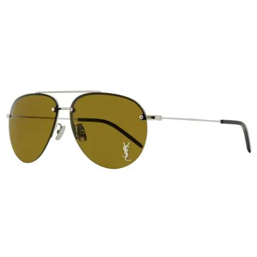 Saint Laurent Pilot Sunglasses Classic 11/F M 002 Silver 61mm Ysl - Frame: Silver, Lens: Brown
