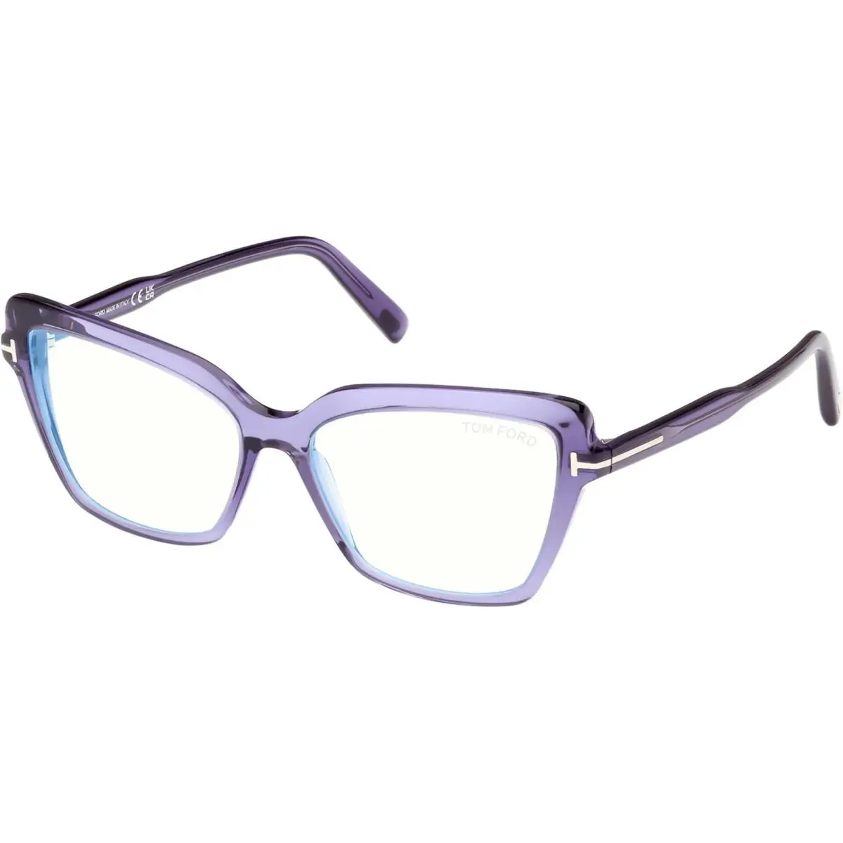 Tom Ford TF5948-B 081 Shiny Violet Blue Block Lens Eyeglasses