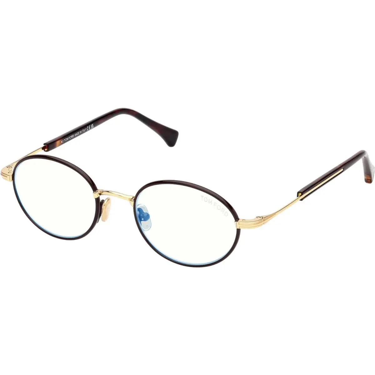 Tom Ford TF5973-B 050 Brown Gold Blue Block Lens Eyeglasses Frame