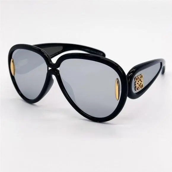 LW40132I 01C Loewe Unisex Black Silver Sunglasses Loewe