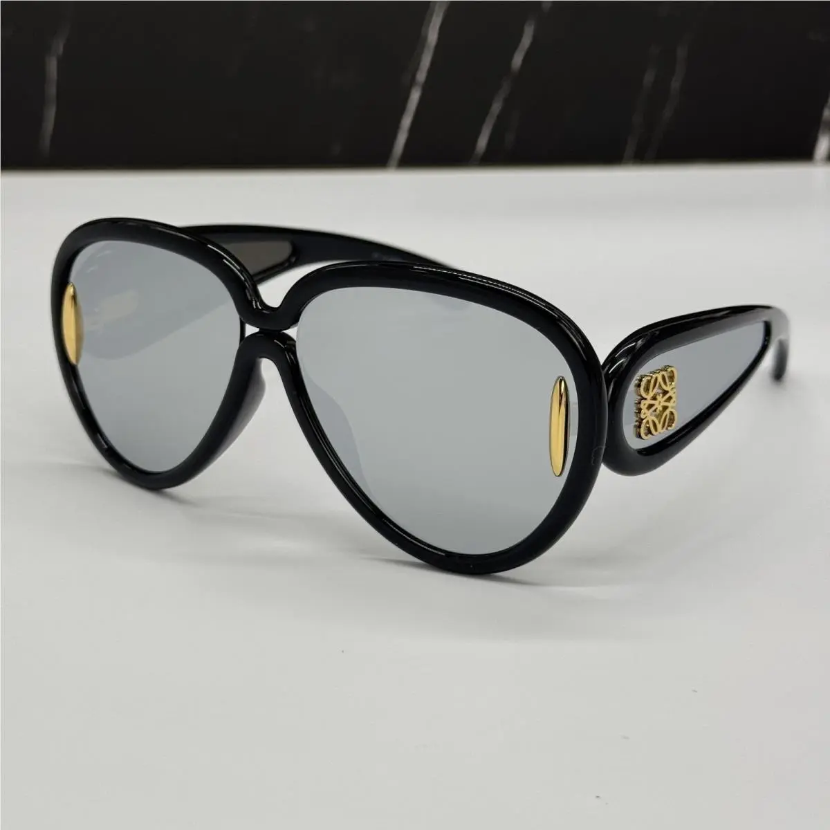 Loewe LW40132I 01C Loewe Black Silver Unisex Sunglasses Loewe