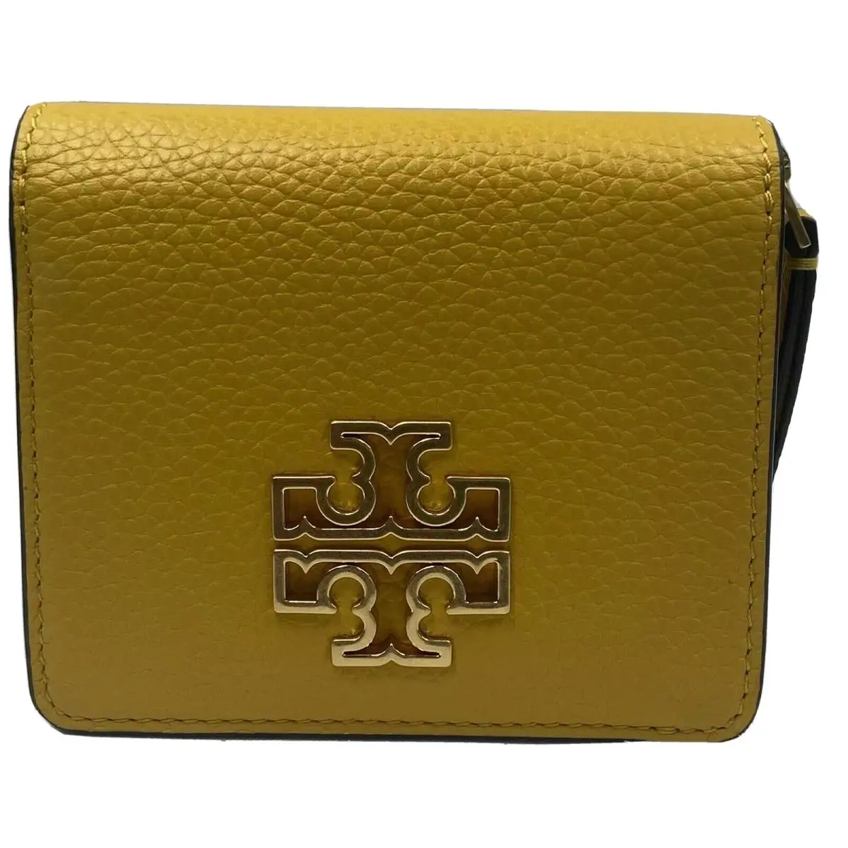 Tory Burch Britten Mini Wallet Goldfinch Yellow Leather Style 75400